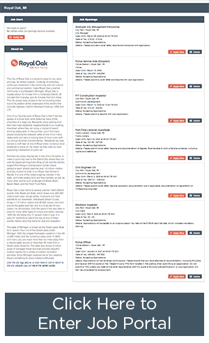 A graphic showing what the job portal looks like.