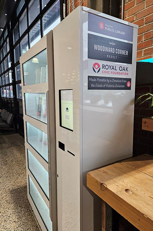 An image of a vending machine designed to dispense library books.