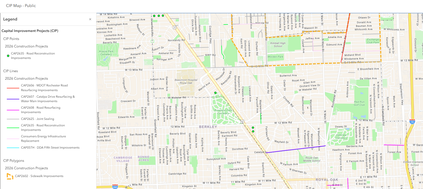 thumbnail image of the 2026 Capital Improvement Projects map